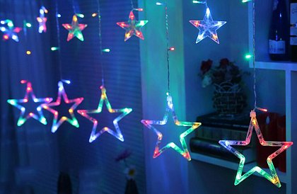 Karácsonyi LED fényfüggöny - csillagok