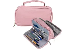 Iskolai tolltartó - rózsaszín tolltartó füllel