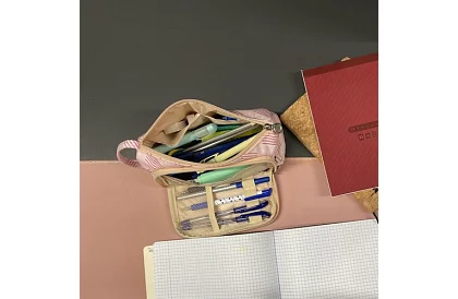 Iskolai tolltartó - rózsaszín tolltartó mintával