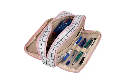 Bővíthető iskolai tolltartó - kockás tolltartó