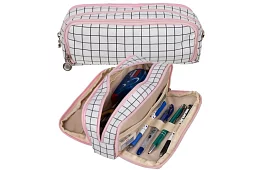 Bővíthető iskolai tolltartó - kockás tolltartó