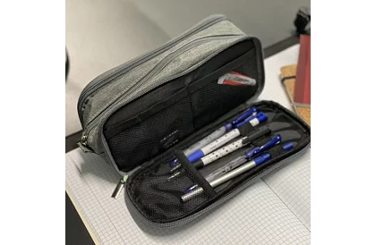 Bővíthető iskolai tolltartó - szürke tolltartó