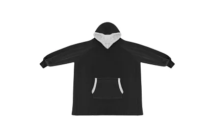 Nagy oversize kapucnis pulóver - fekete takaró