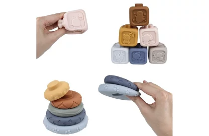 Puha érzékelő blokkok gyerekeknek – 12 db-os készlet + koala mackó