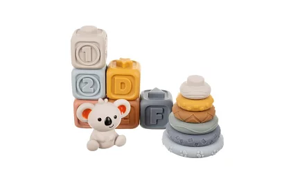 Puha érzékelő blokkok gyerekeknek – 12 db-os készlet + koala mackó