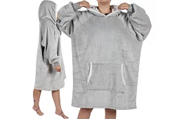 Nagy oversize kapucnis pulóver - szürke takaró
