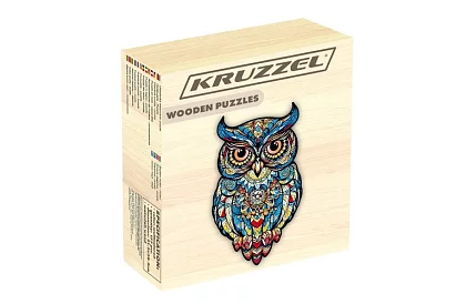 Fa fából készült baglyos puzzle - 177 darab - 38 x 21,5 cm