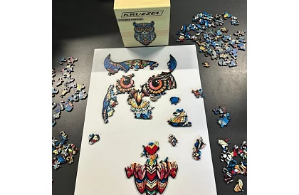 Fa fából készült baglyos puzzle - 177 darab - 38 x 21,5 cm