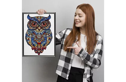 Fa fából készült baglyos puzzle - 177 darab - 38 x 21,5 cm