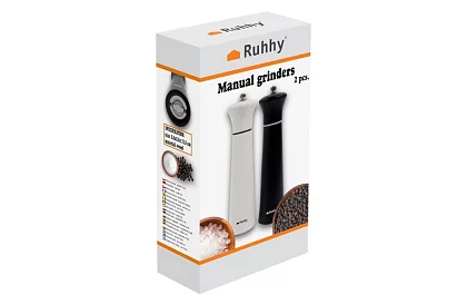 Kézi fűszermalmok 2 darab - Fekete és Fehér