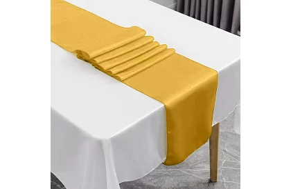 Arany selyem asztali futó – asztali szalag 900 × 36 cm