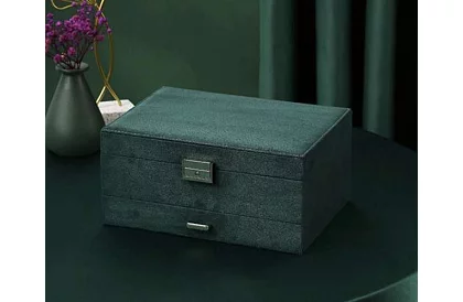 Elegáns velúr ékszerdoboz – zöld