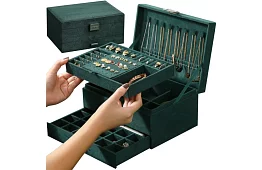 Elegáns velúr ékszerdoboz – zöld