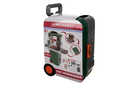 Gyermekműhely asztal szerszámokkal és táskával