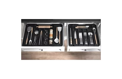 Bambusz fiókos szervező – fekete evőeszköztartó