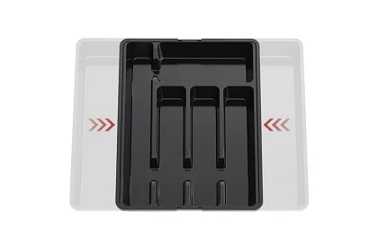 Bambusz fiókos szervező – fekete evőeszköztartó