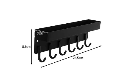 Fali mágneses polc a fogasokkal – 6 kampó