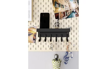 Fali mágneses polc a fogasokkal – 6 kampó