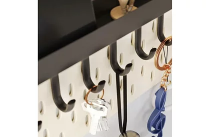 Fali mágneses polc a fogasokkal – 6 kampó