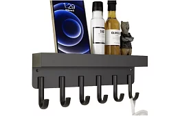 Fali mágneses polc a fogasokkal – 6 kampó