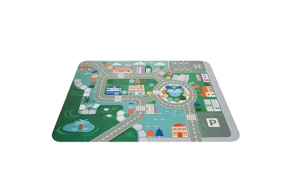 Fából készült város építőelemek 100 db alaplappal és formaválogatóval