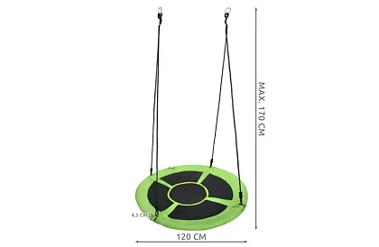 Függő hinta gólyafészek zöld-fekete 100 cm – teherbírás 150 kg