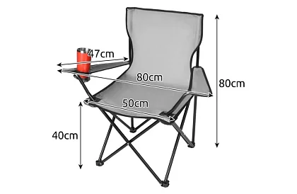 Összecsukható horgászszék – szürke kempingszék