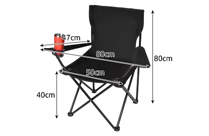 Összecsukható horgászszék – fekete kemping szék