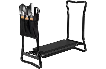 Összecsukható kerti ülőke 3 az 1-ben – ülőke, pad és szerszámokkal ellátott tároló