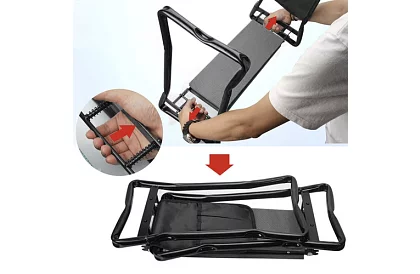 Összecsukható kerti ülőke 3 az 1-ben – ülőke, pad és szerszámokkal ellátott tároló