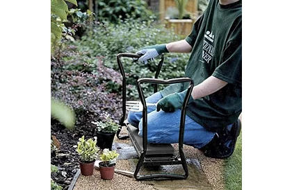 Összecsukható kerti ülőke 3 az 1-ben – ülőke, pad és szerszámokkal ellátott tároló