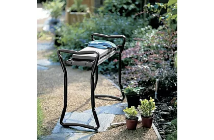 Összecsukható kerti ülőke 3 az 1-ben – ülőke, pad és szerszámokkal ellátott tároló