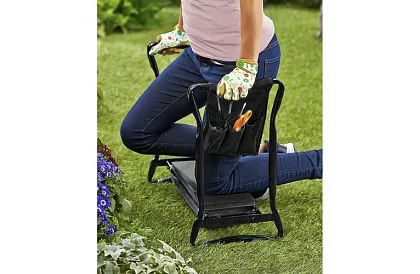 Összecsukható kerti ülőke 3 az 1-ben – ülőke, pad és szerszámokkal ellátott tároló