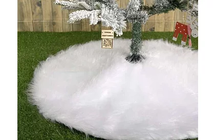 Karácsonyfa alátét - 90 cm - fehér szőrme
