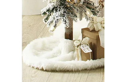 Karácsonyfa alátét - 90 cm - fehér szőrme