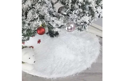 Karácsonyfa alátét - 90 cm - fehér szőrme