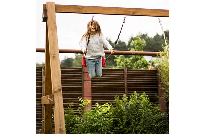 Gyermek függő hinta köteleken – műanyag - piros