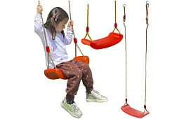 Gyermek függő hinta köteleken – műanyag - piros