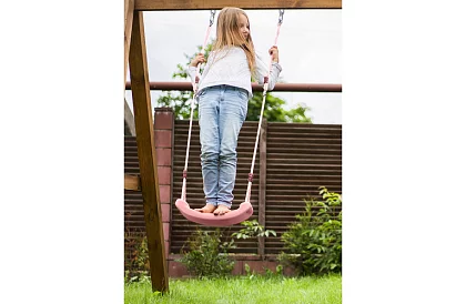 Gyermek függő hinta köteleken – műanyag – rózsaszín