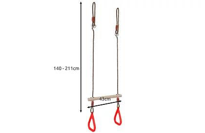 Gyermek függő hinta rúdakkal köteleken – 2 az 1-ben