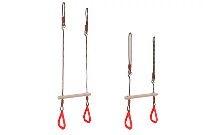 Gyermek függő hinta rúdakkal köteleken – 2 az 1-ben