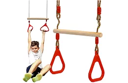 Gyermek függő hinta rúdakkal köteleken – 2 az 1-ben