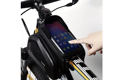 Vízálló kerékpáros táska mobiltelefon tartóval