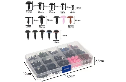 Szemek és orrok plüssállatokhoz – 560 darabos készlet + tok