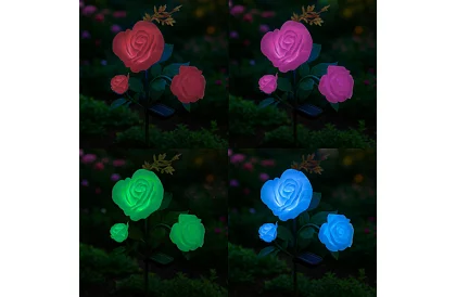 Napfény LED kerti lámpa – rózsa