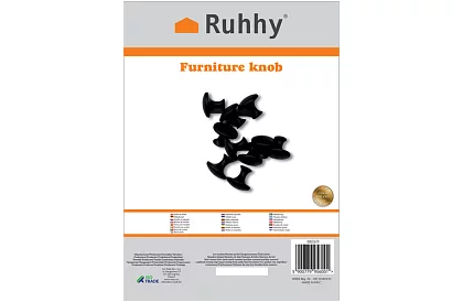 Bútorfogantyúk – fekete gombok - 10 darab