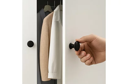 Bútorfogantyúk – fekete gombok - 10 darab