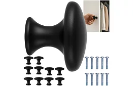 Bútorfogantyúk – fekete gombok - 10 darab