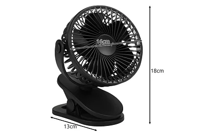 Vezet nélküli ventilátor klipszel – tölthető USB-C 1200 mAh
