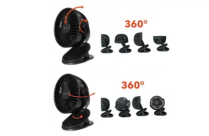 Vezet nélküli ventilátor klipszel – tölthető USB-C 1200 mAh